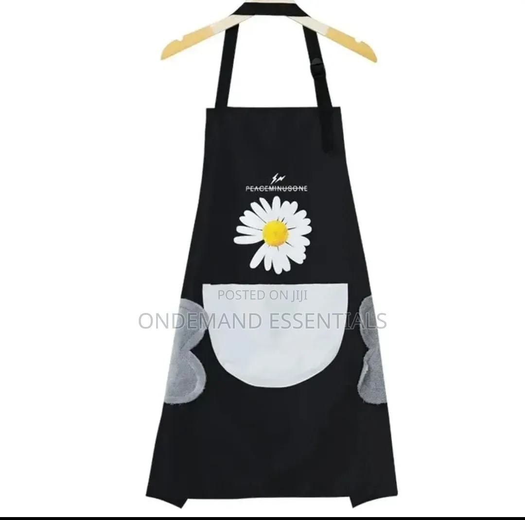 Waterproof Cute Checked Floral Aprons With Hand Wipe Towel