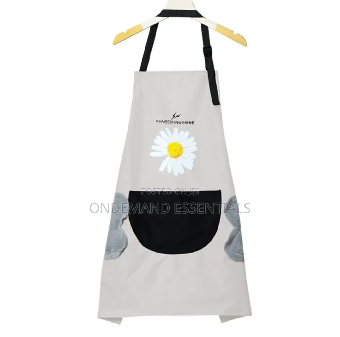 Waterproof Cute Checked Floral Aprons With Hand Wipe Towel