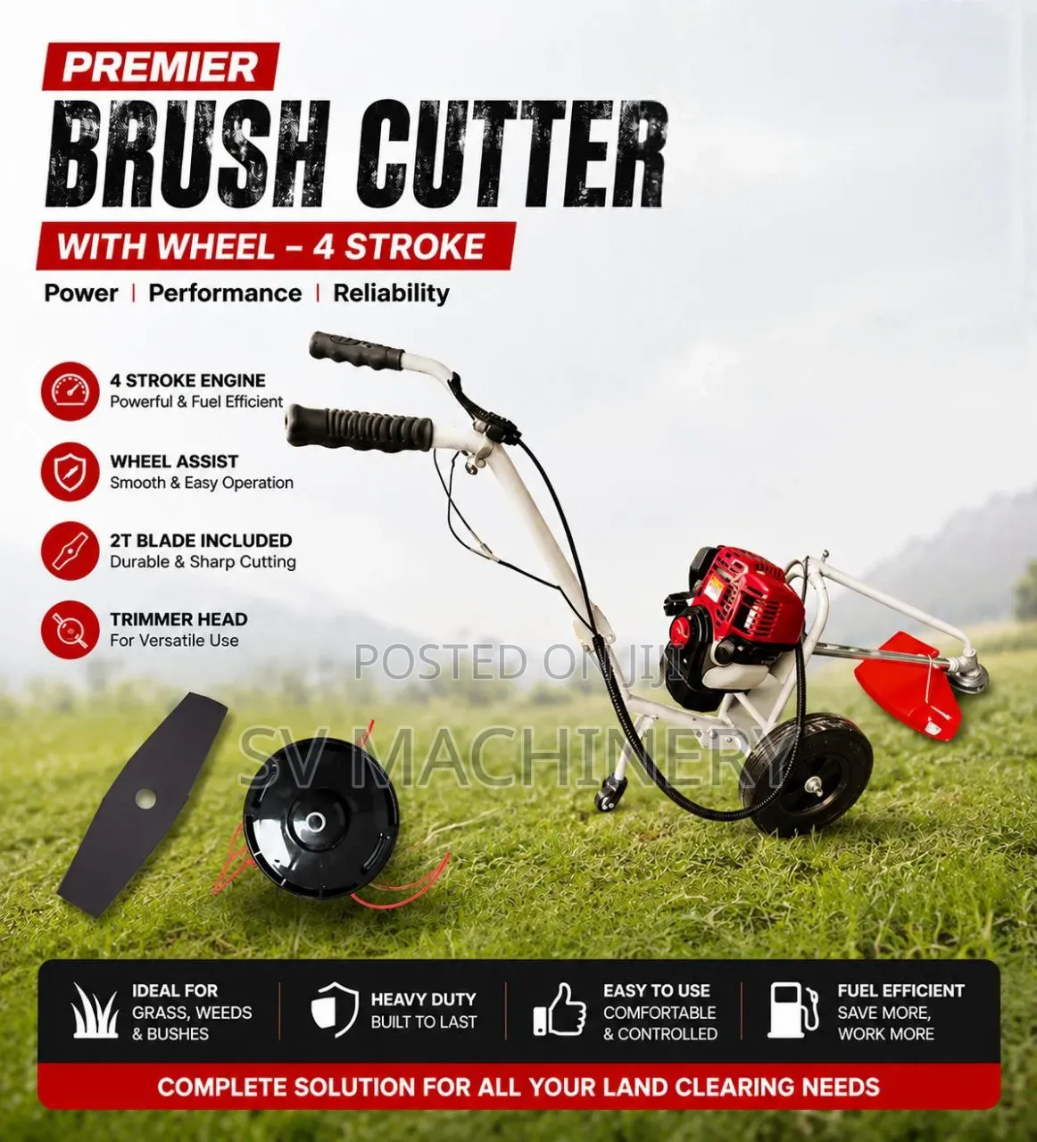 Heavy Duty 4 Stroke Brush Cutter With Wheel