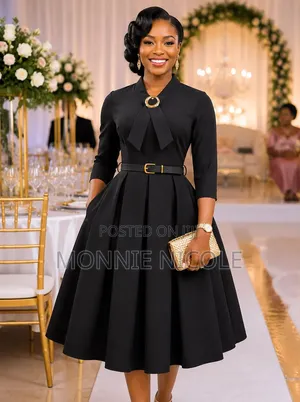 Dee D Black Women Round Dress/Funeral Dress
