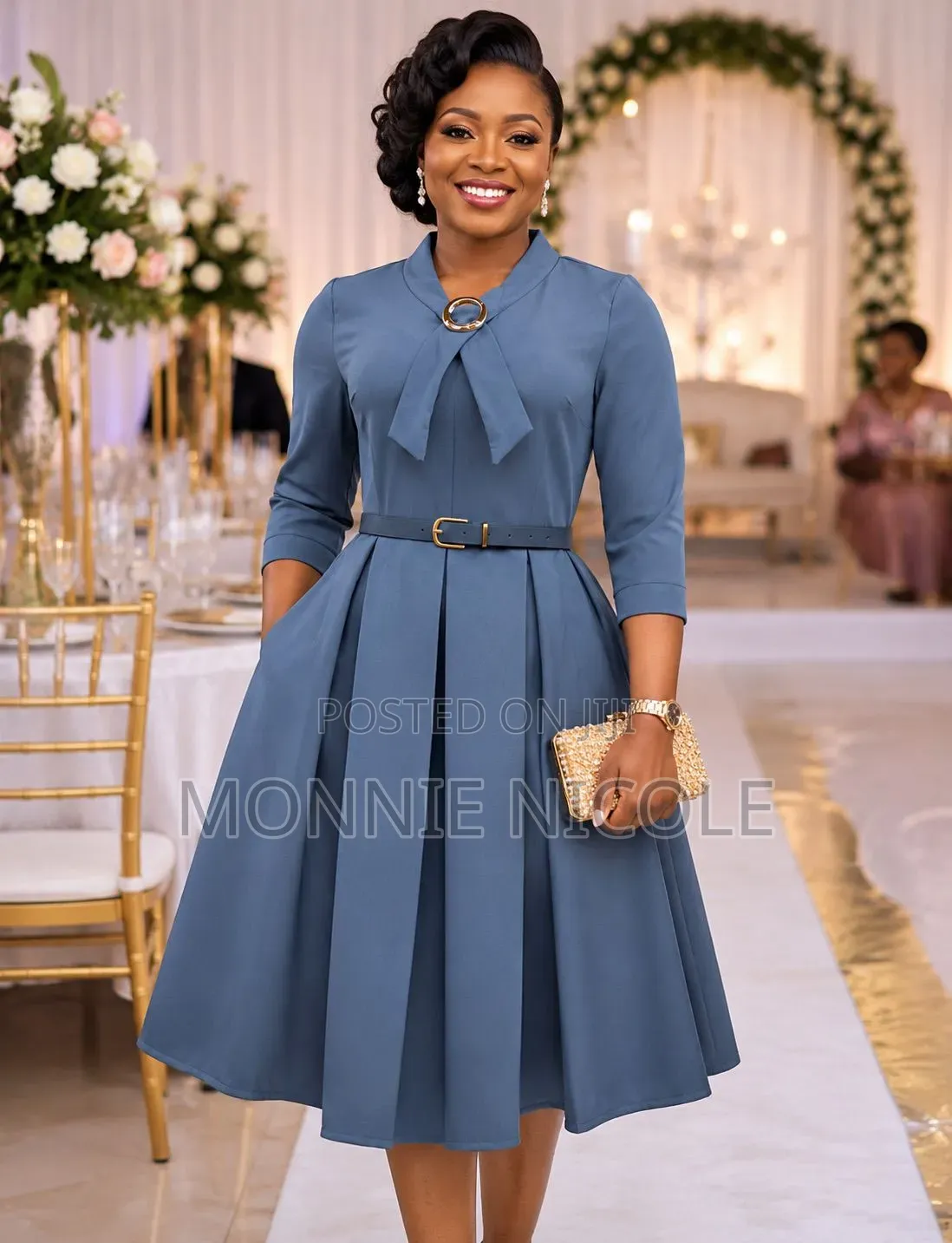Dee D Black Women Round Dress/Funeral Dress