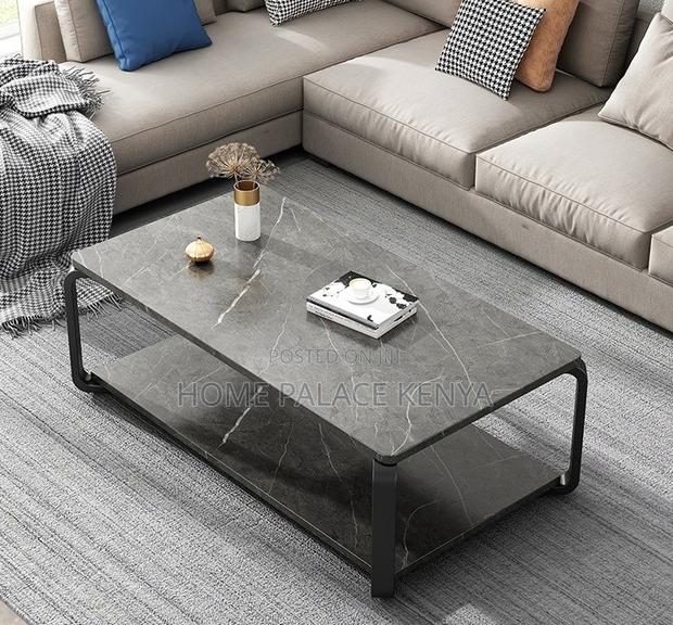 Coffee Table: Marble Effect Coffee Table With MDF Top and Metal Base - thumbnail 2