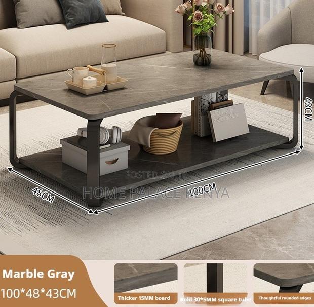 Coffee Table: Marble Effect Coffee Table With MDF Top and Metal Base - thumbnail 3
