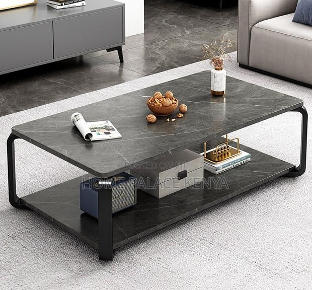 Coffee Table: Marble Effect Coffee Table With MDF Top and Metal Base - thumbnail 4