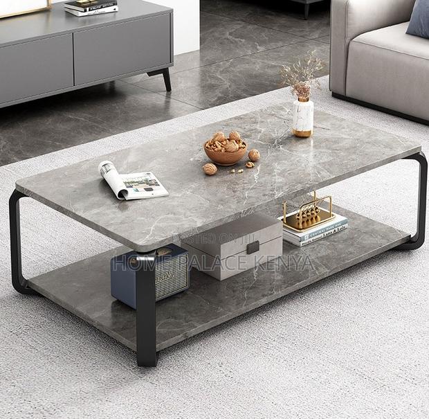 Coffee Table: Marble Effect Coffee Table With MDF Top and Metal Base - thumbnail 5