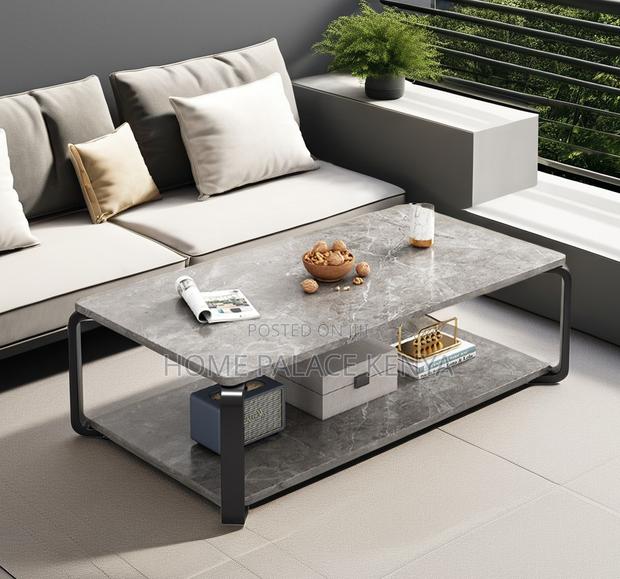 Coffee Table: Marble Effect Coffee Table With MDF Top and Metal Base - thumbnail 7