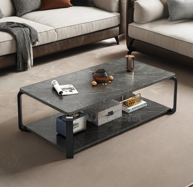 Coffee Table: Marble Effect Coffee Table With MDF Top and Metal Base - thumbnail 8