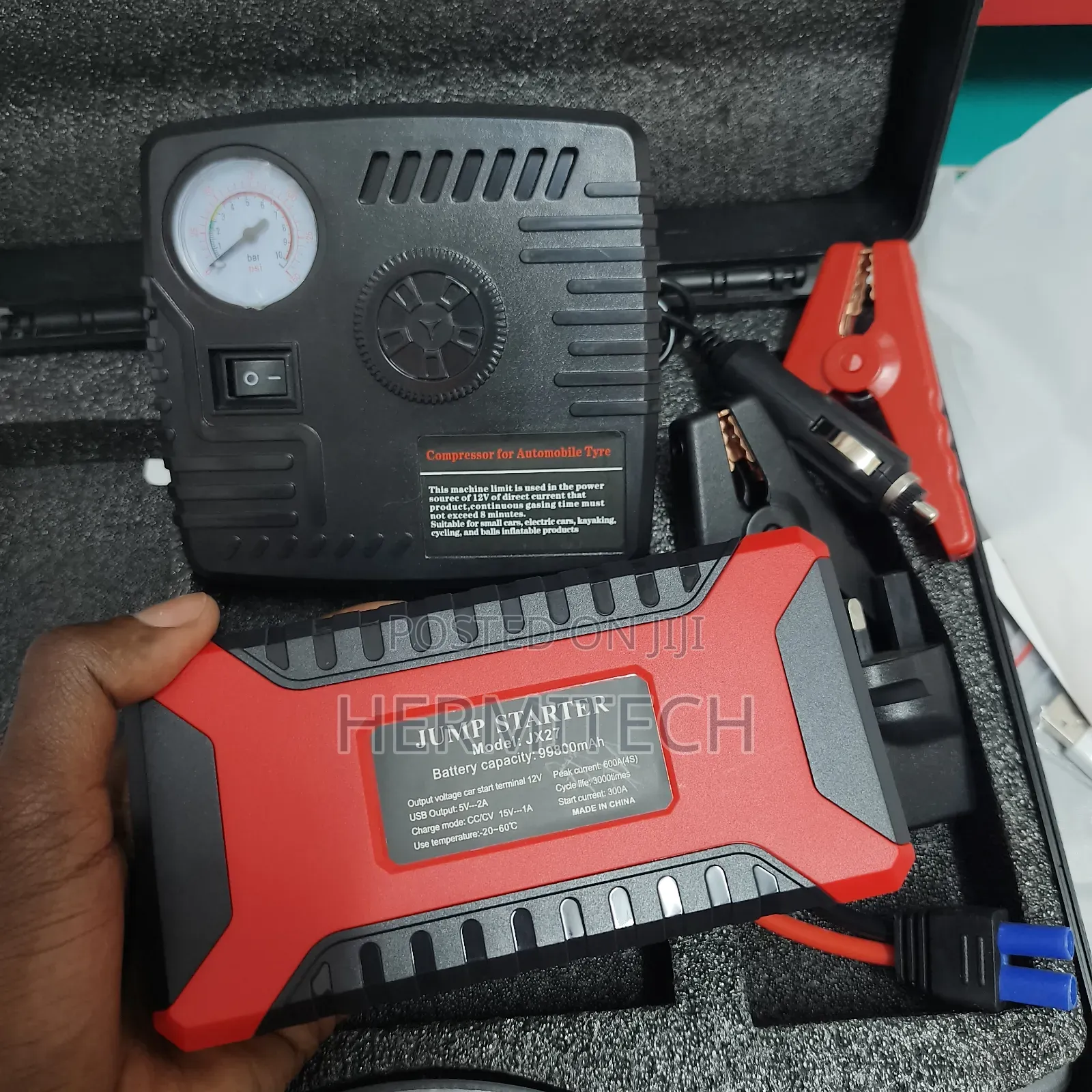 99800mah Car Jump Starter Kit With Jumpers and Compressor