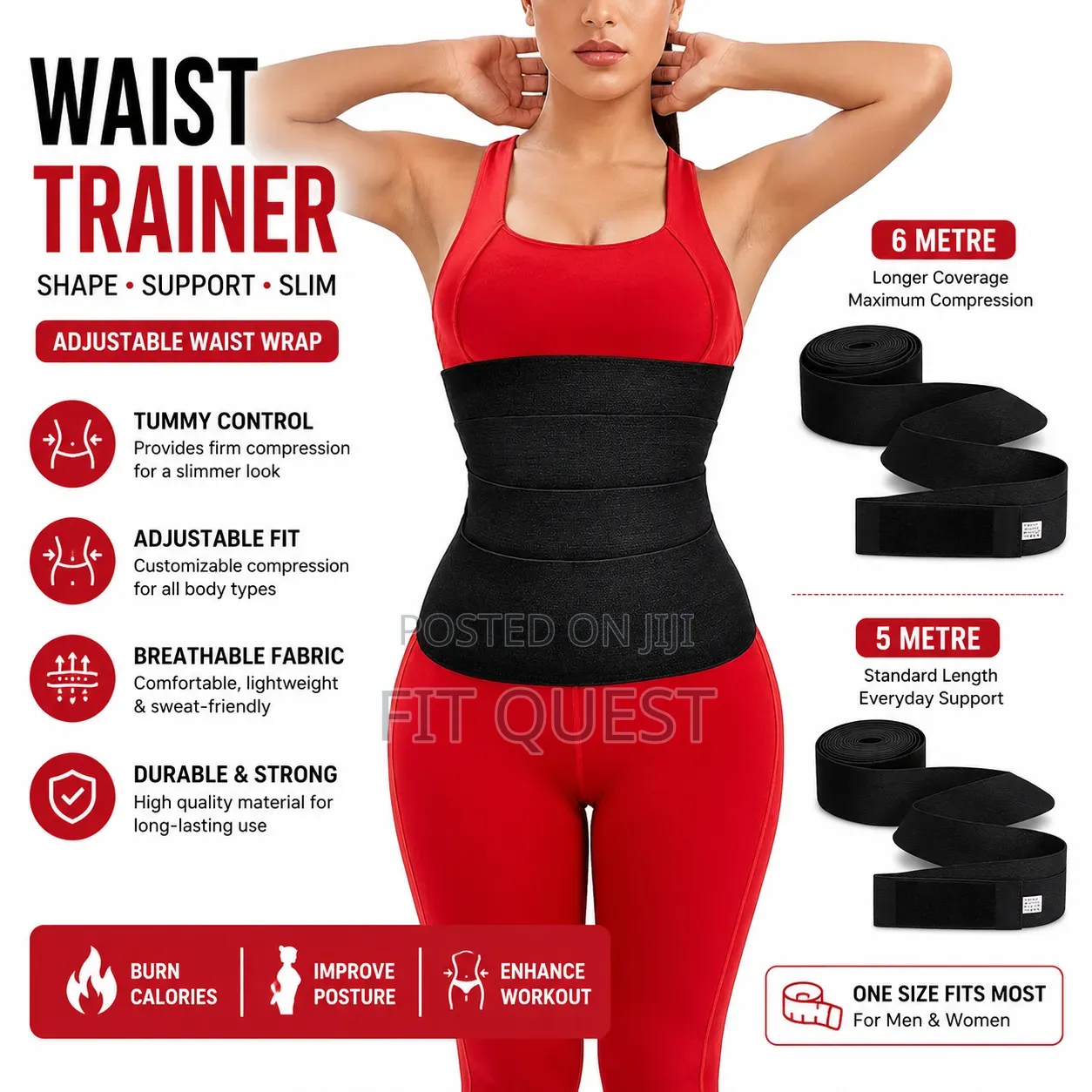 Adjustable 5m Waist Trainer Wrap Belt