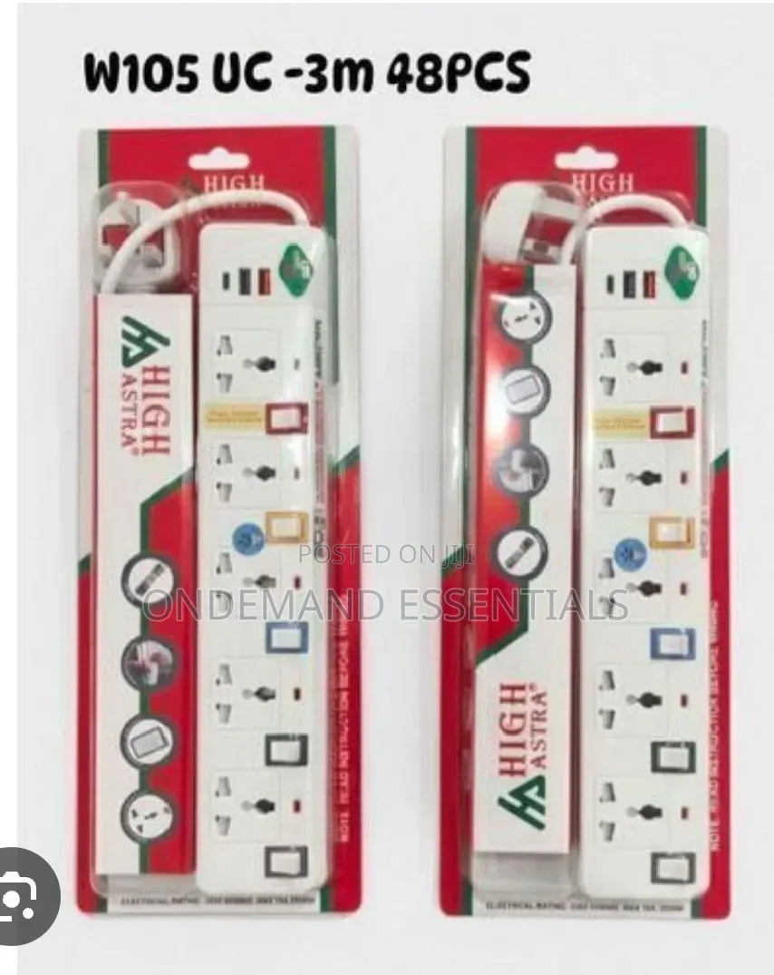 *W104 Usb 5way Extension With Surge Protector and 2usb 1type C Slots