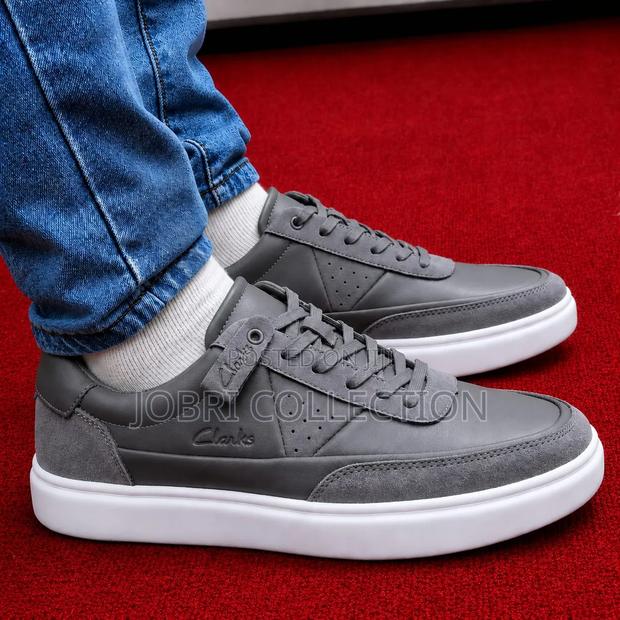 Grey Leather Clarks Sneakers - thumbnail 2