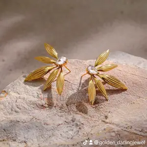 18 K Gold Plated Tawi Earring - Hypoallergenic and Water Resistant
