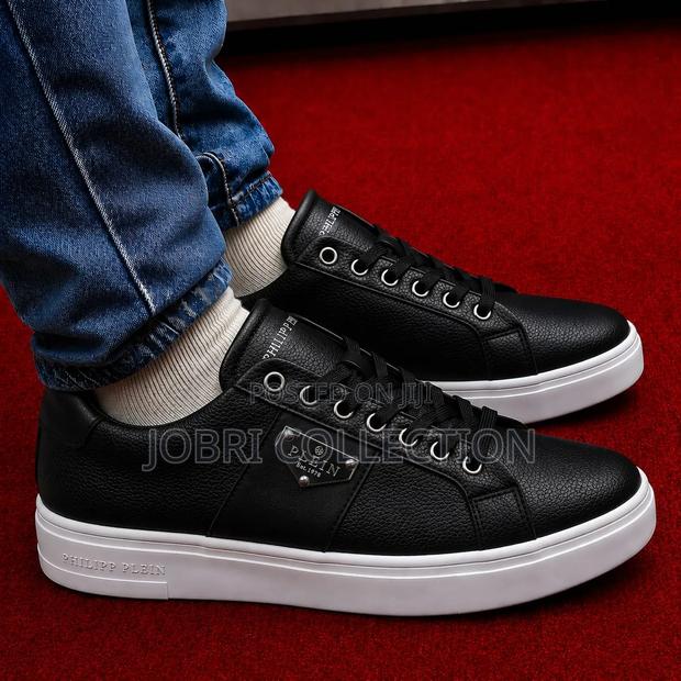 Black Philip Plein Leather Casual Sneakers - thumbnail 2