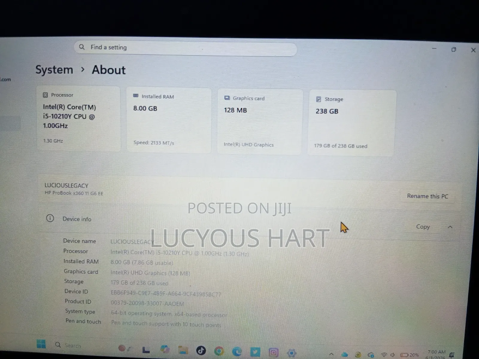 Laptop HP ProBook x360 11 G6 EE 8GB Intel Core i5 SSD 256GB