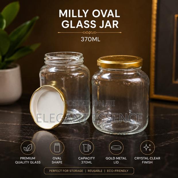 Oval Glass Jar -370ml Clear Premium Glass Design