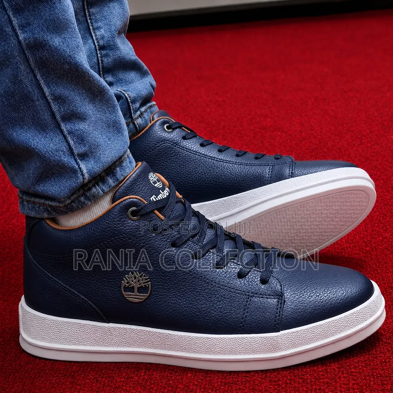 White Sole Navy Timberland Leather Highcut Casual