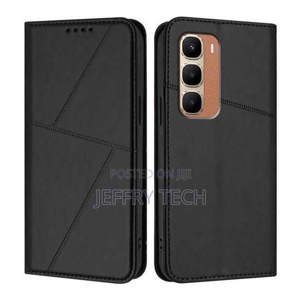 Infinix Hot 70 Strong Magnetic Frosted Flip Leather Phone Case(Black)
