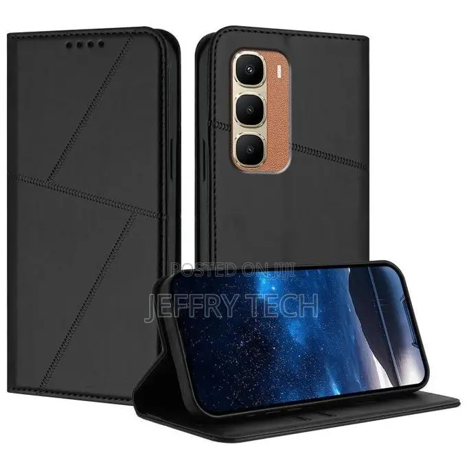 Infinix Hot 70 Strong Magnetic Frosted Flip Leather Phone Case(Black)