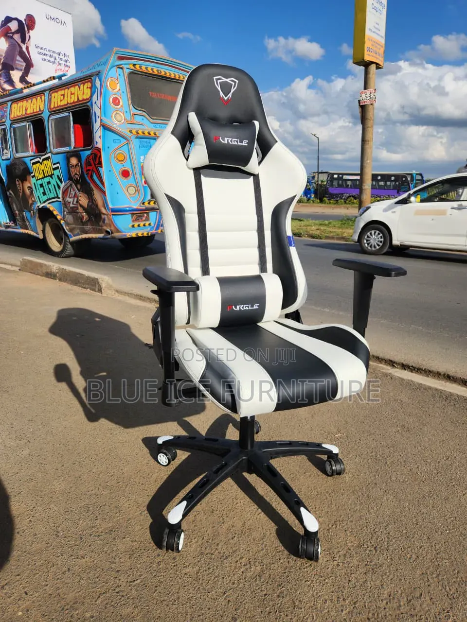 White Black Gaming Chair Reclining