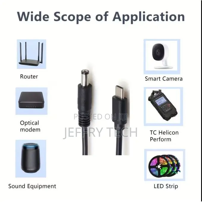 Type-C to Dc Fast Charging Dc Power Cable, 5v/ 9v/ 12v/ 15v 20v Adj