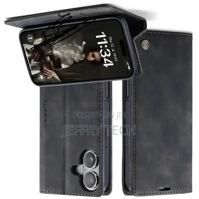 Caseme Flip Cover for iPhone 17- Black Wallet