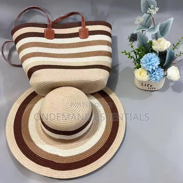 Summer Straw Woven Beach Bag and Hat - thumbnail 3