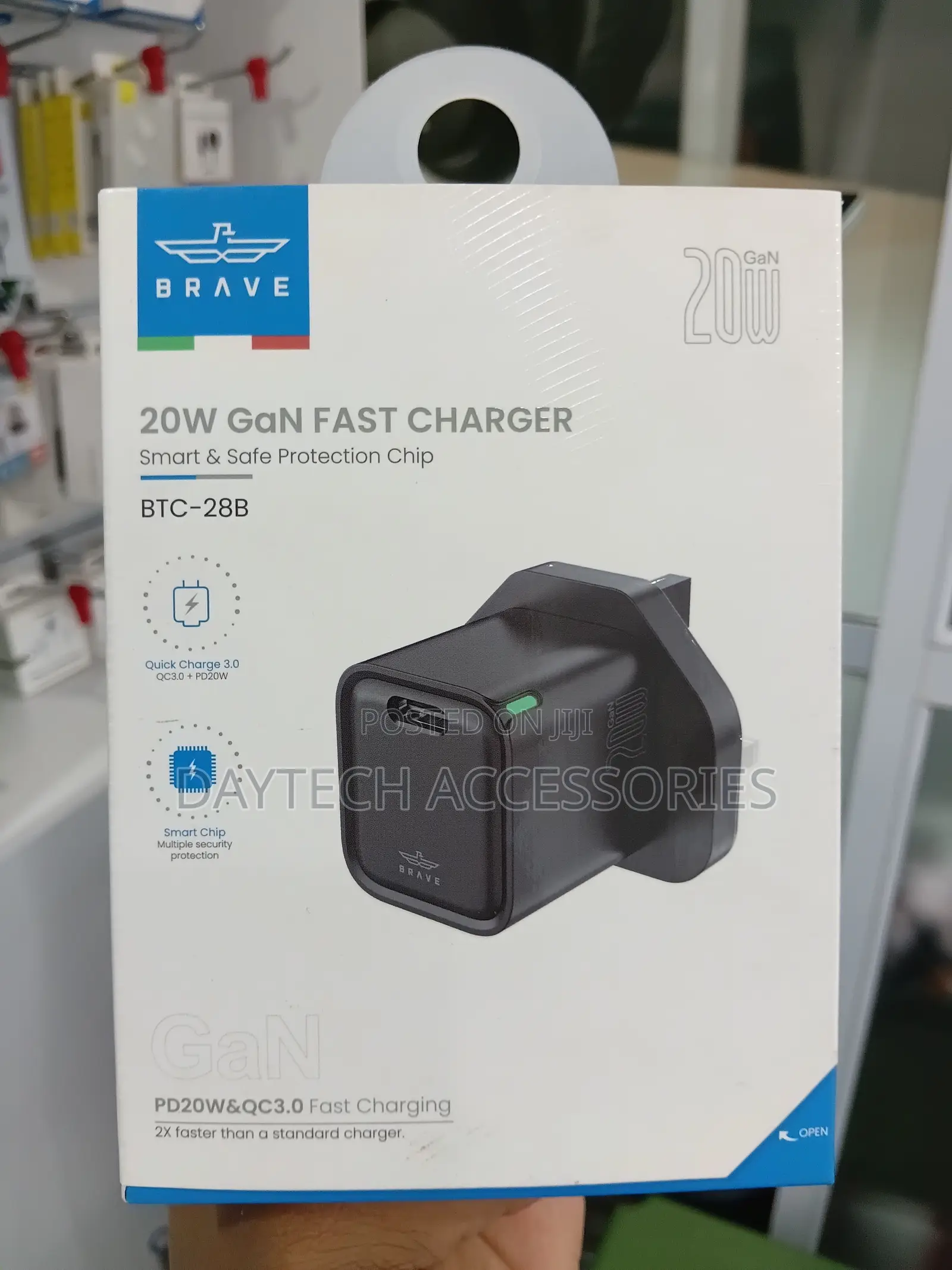 Brave BTC-28 20w Usb-C Uk Gan Wall Charger - Black