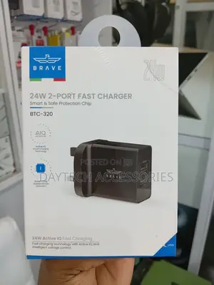 Brave BTC-320 2-Port Usb Wall Charger Capable of 24w Total Output.