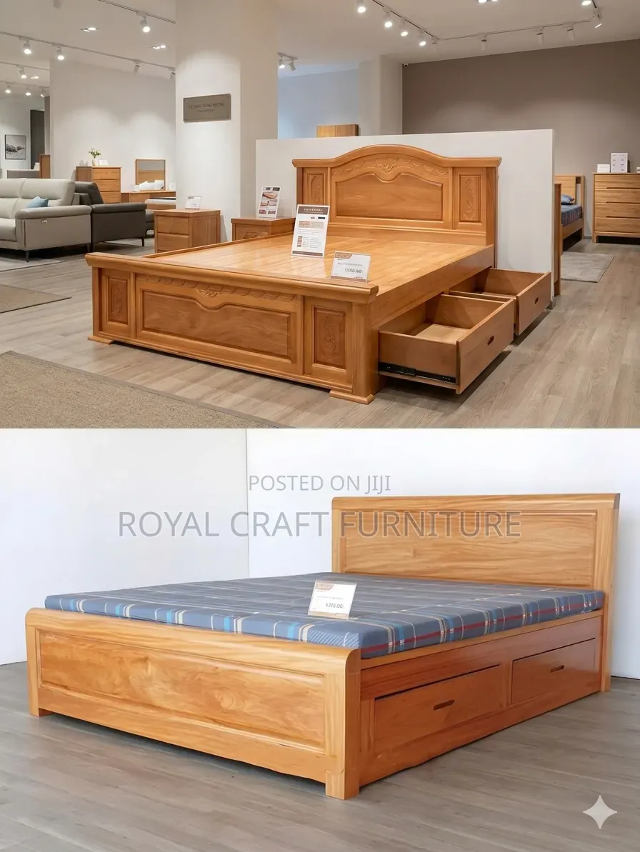 Solid Mahogany Storage Bed With Drawers - Space Saving Luxury