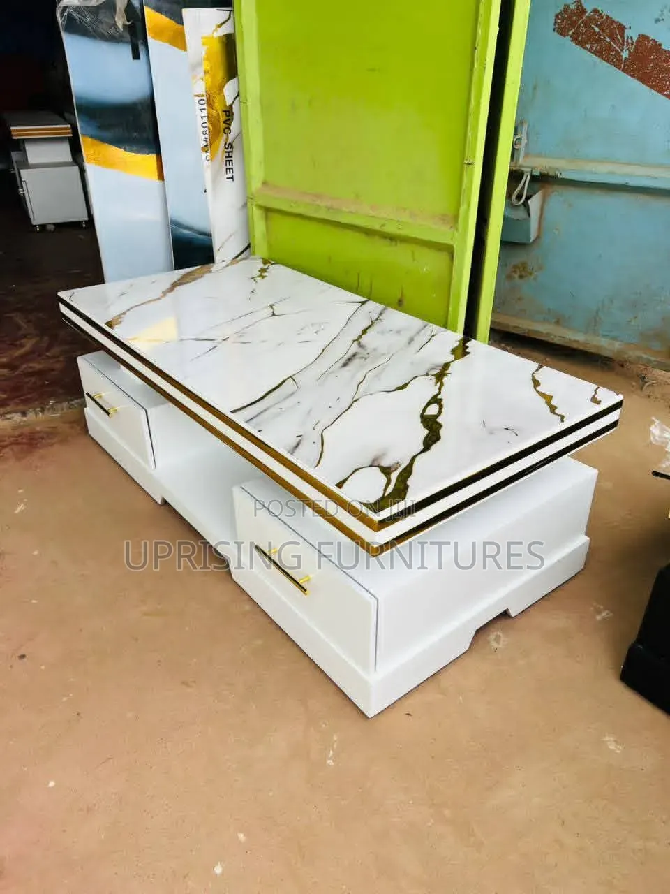 Coffee Table White 2×4 Feet With Drawers