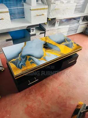 Table Black Marble Top Gold With Gold Belt