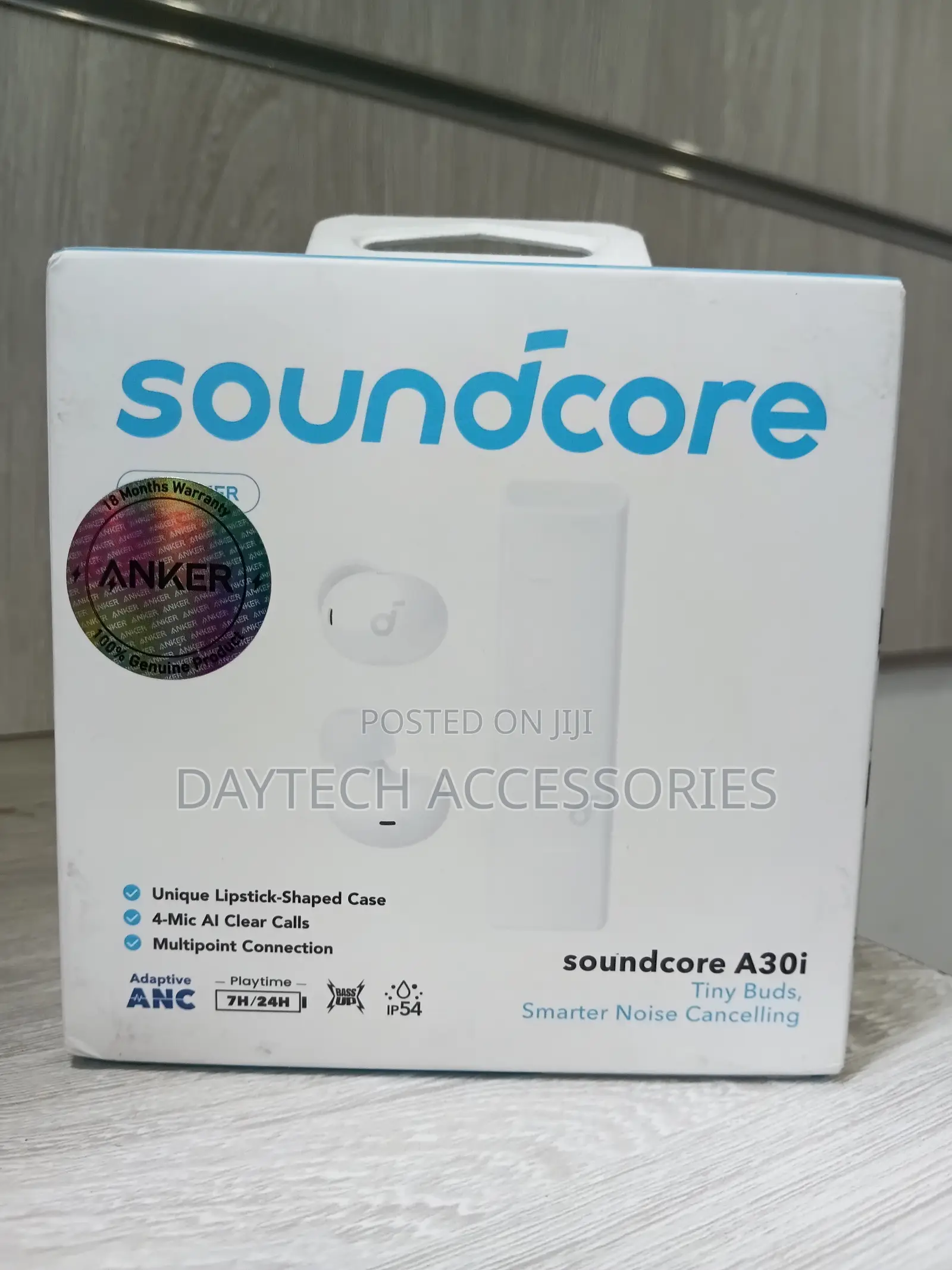 These Are Anker Soundcore A30i True Wireless Earbuds in White.