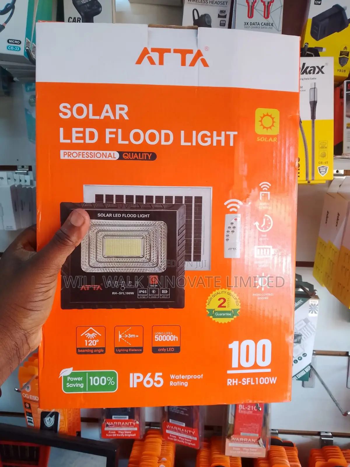 Atta 100w Solar Led Flood Light (Rh-Sfl100w) - Ip65 Waterproof