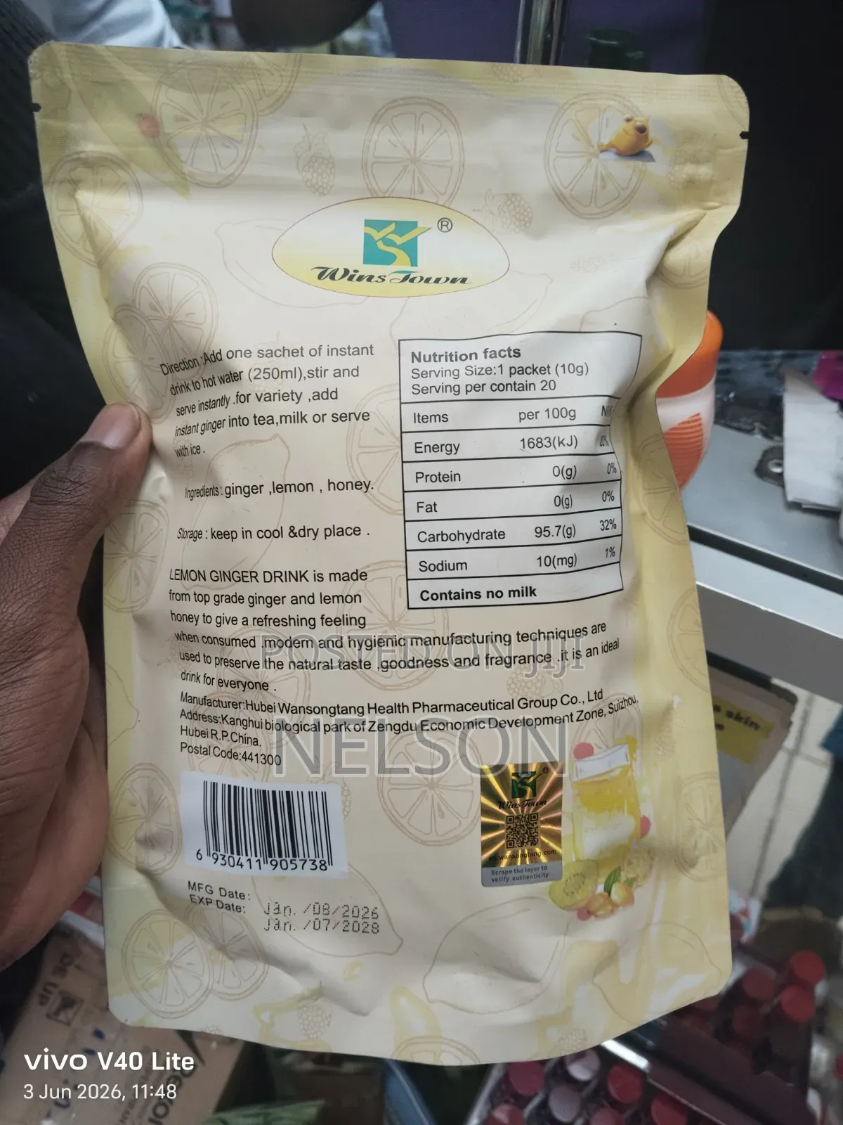 Lemon Ginger Tea, Honey Flavor Instant Beverage Granules-150g