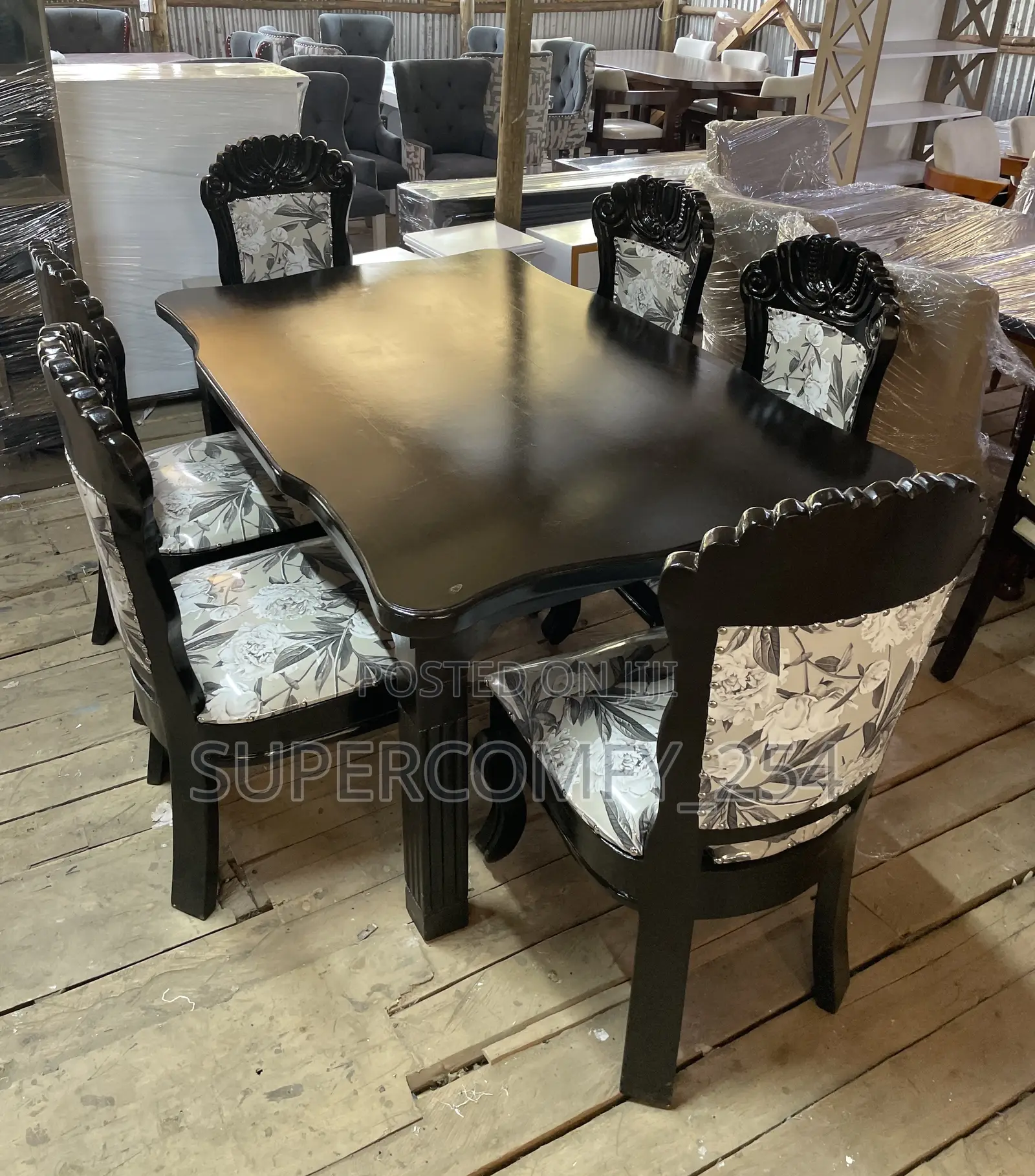 Antique Hardwood Dining Table Set