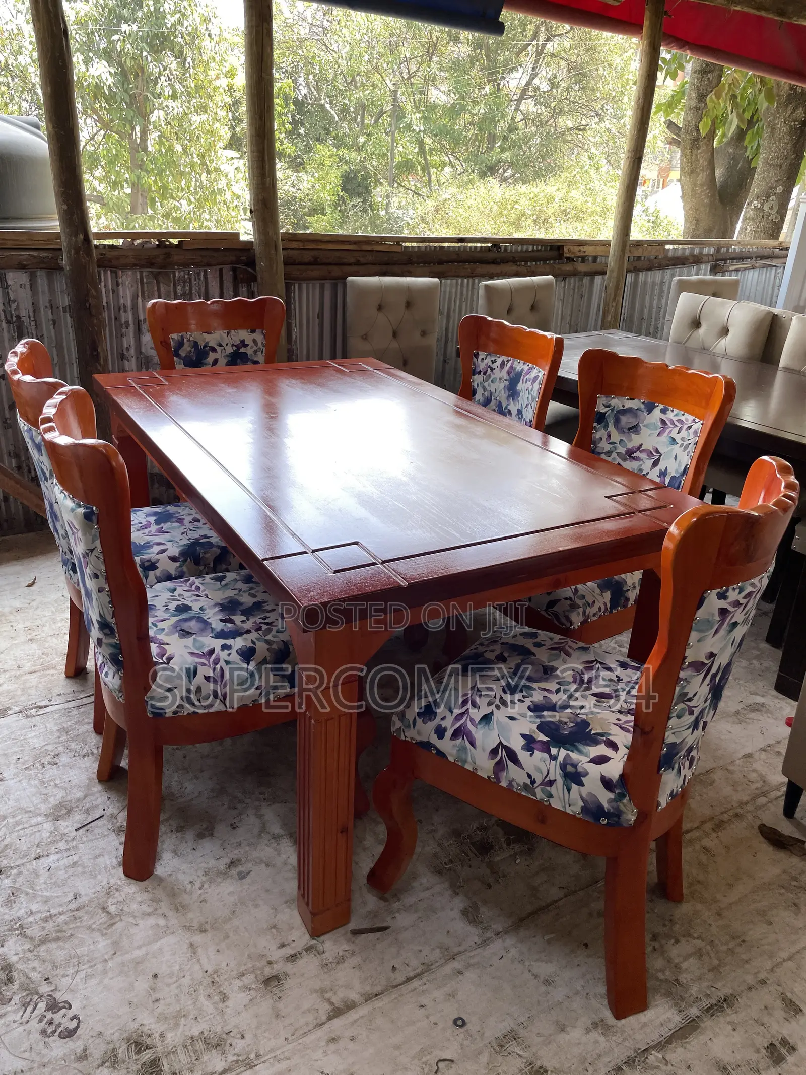 Antique Hardwood Dining Table Set