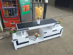 Tv Stand White 5ft With Led Lights Black Accents