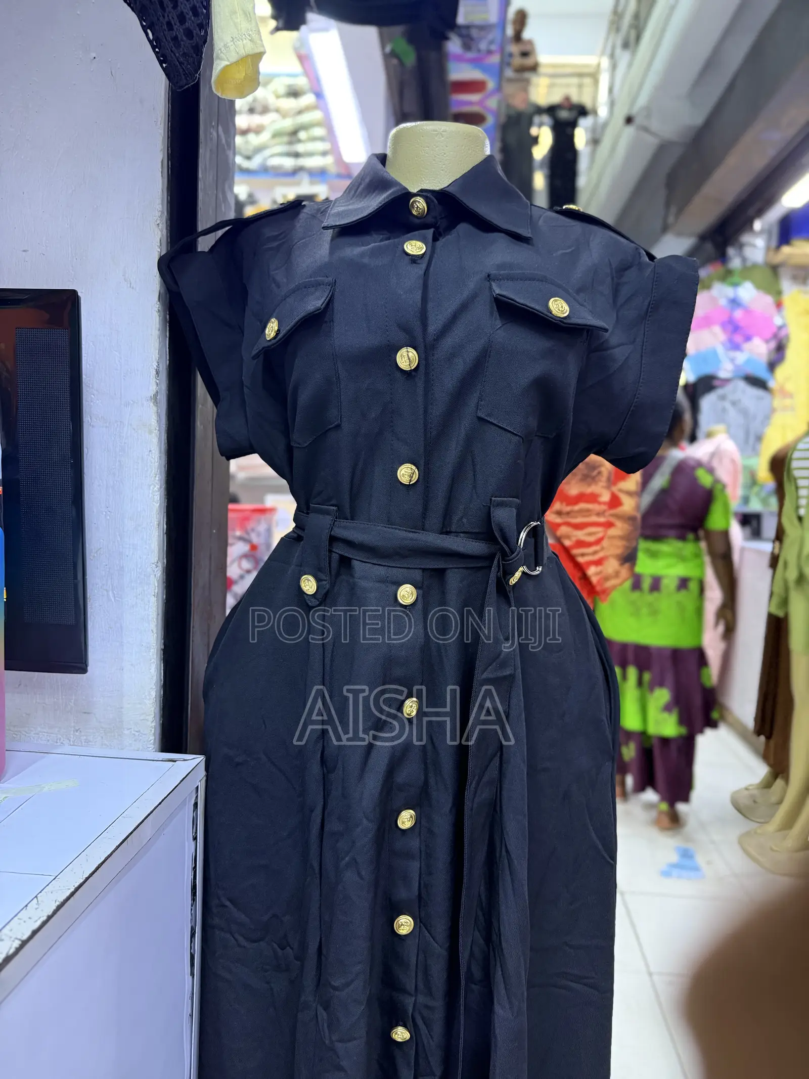 Elegant Black Button-Down Midi Dress