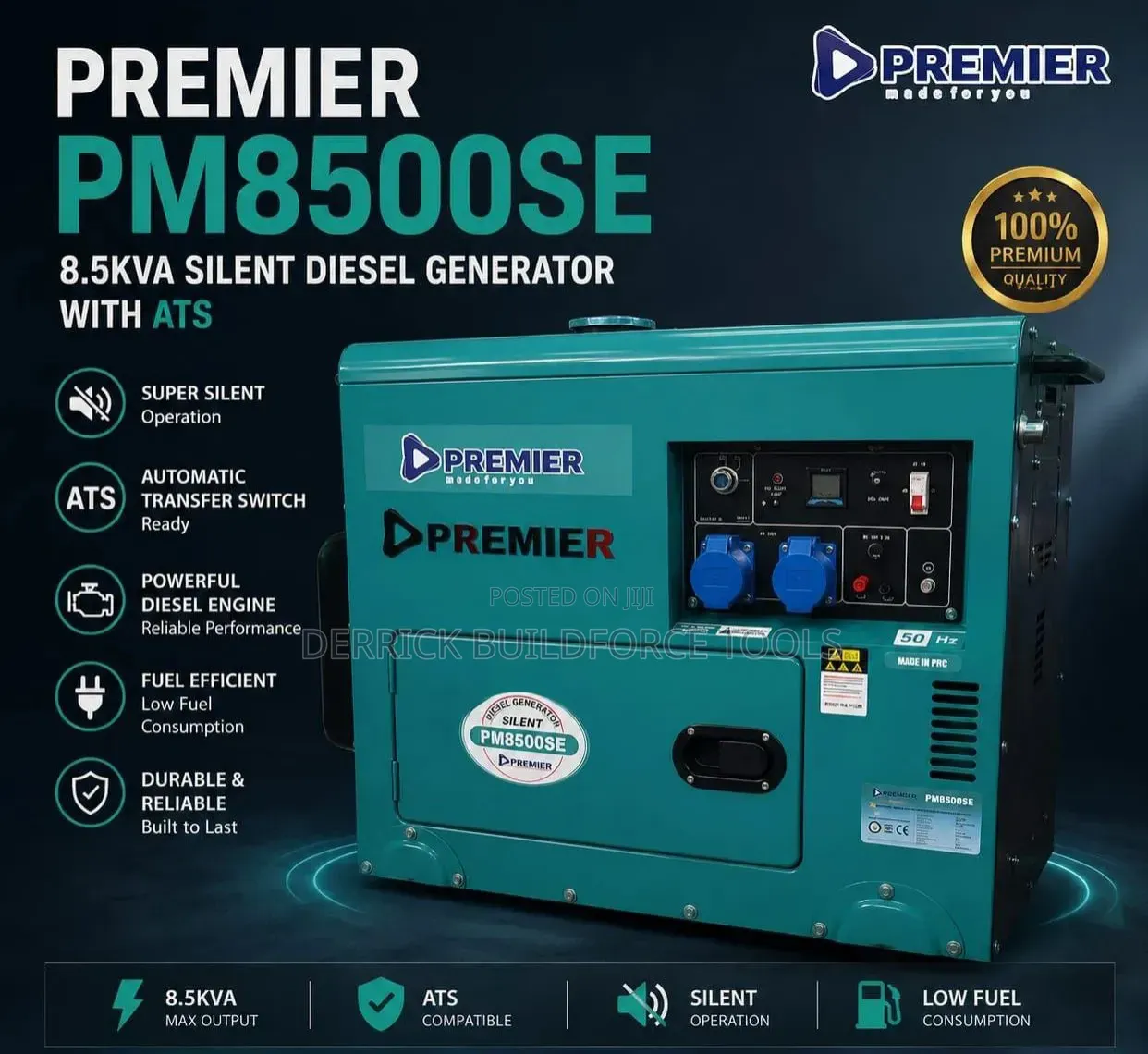Pm8500se Premier 8.5kva Silent Diesel Generator With Ats
