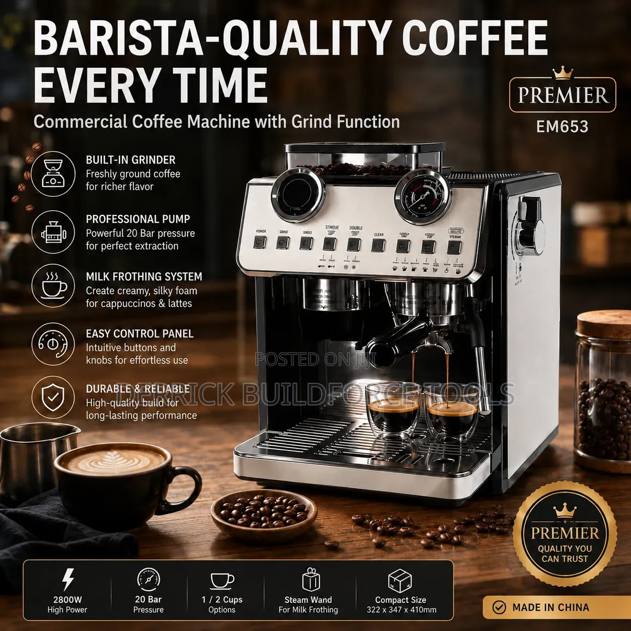Commercial Barista Coffee Making Machine With Grind Function