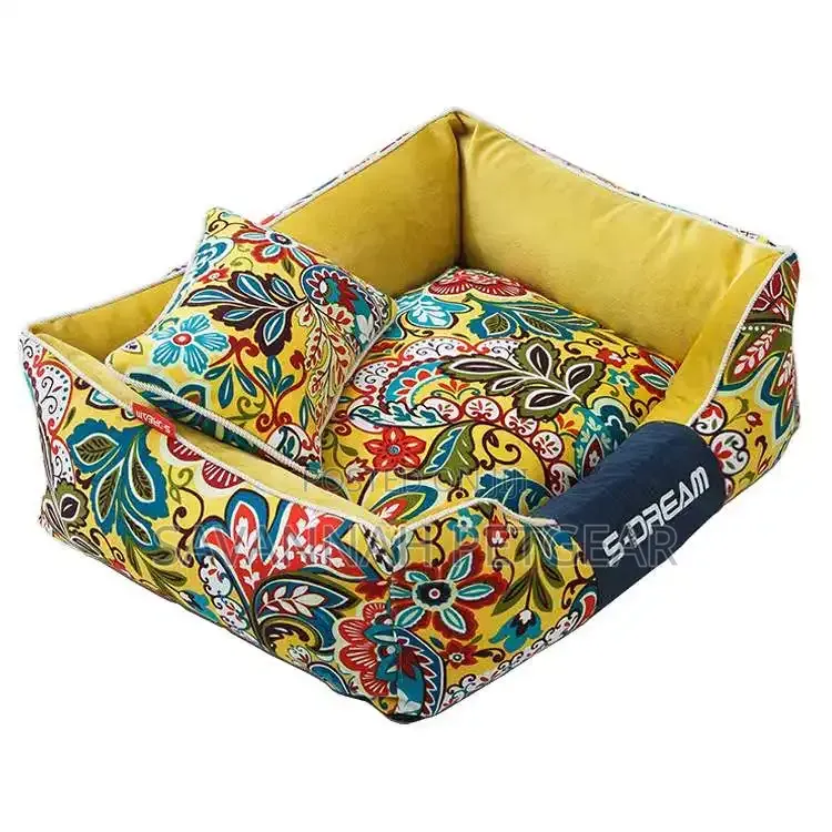 Wild Flowers Warm Cat Dog Bed With Removable Cushion