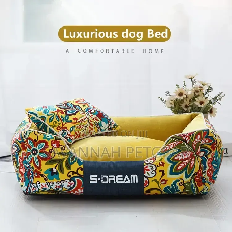Wild Flowers Warm Cat Dog Bed With Removable Cushion