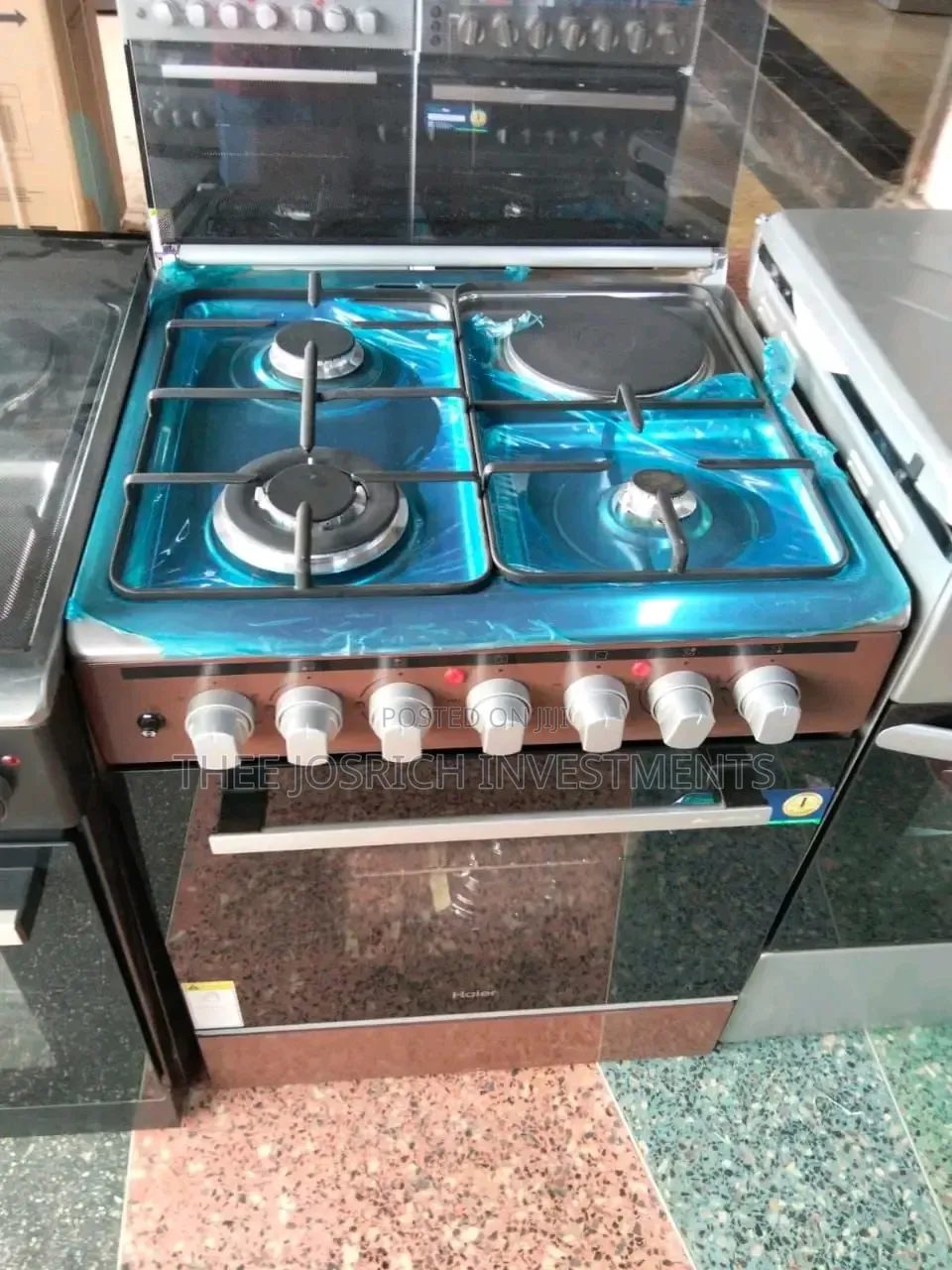 Brown Haier 3+1 Standing Cooker With Electric Oven Size 60 by 60