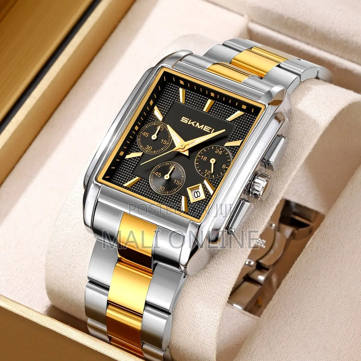 Skmei 2339 Chronograph Quartz Watch for Men Square Dial Stainless Stil