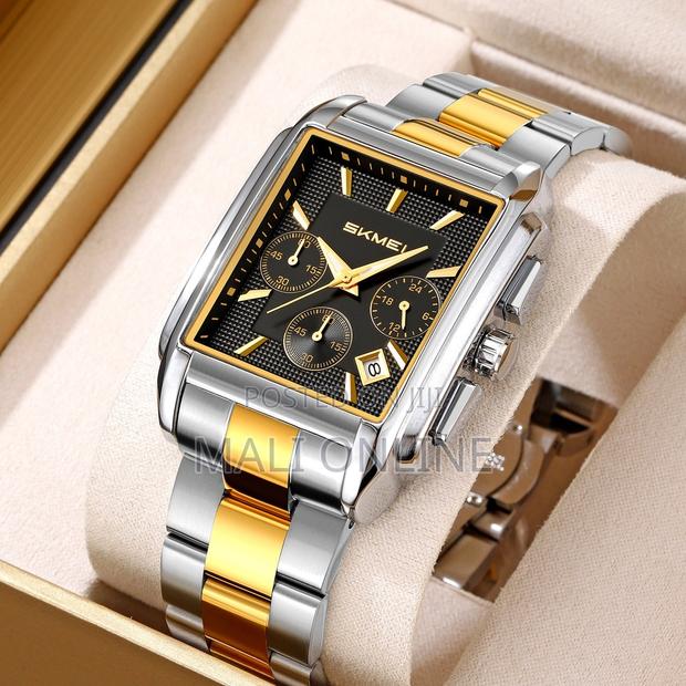 Skmei 2339 Chronograph Quartz Watch for Men Square Dial Stainless Stil