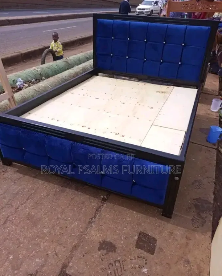 Luxury 5x6 Double Bed Royal Blue Upholstered