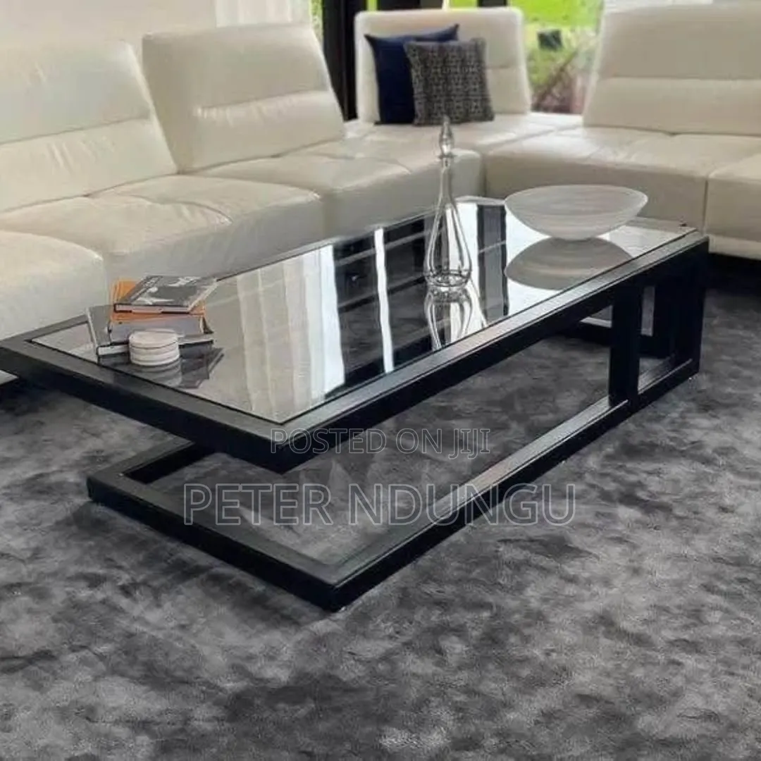 Elegant Black Frame Glass Coffee Table - Modern Design