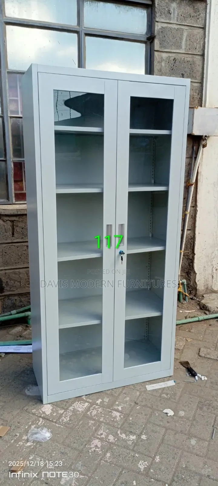 2-Door Glass Steel Office Cabinate
