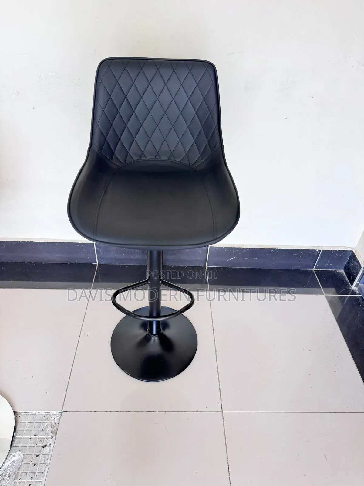 Black Adjustable Bar Stool