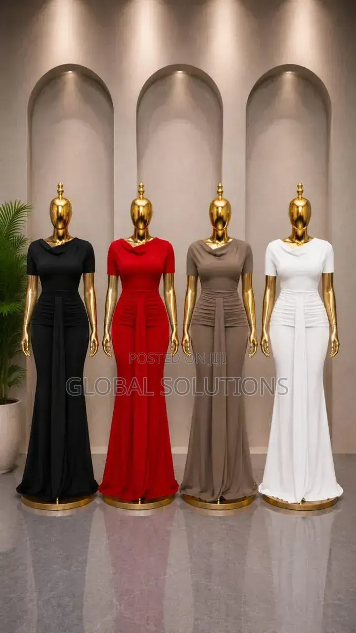 Elegant Maxi Dress Features a Draped Cowl Neck and Ruched Detailing